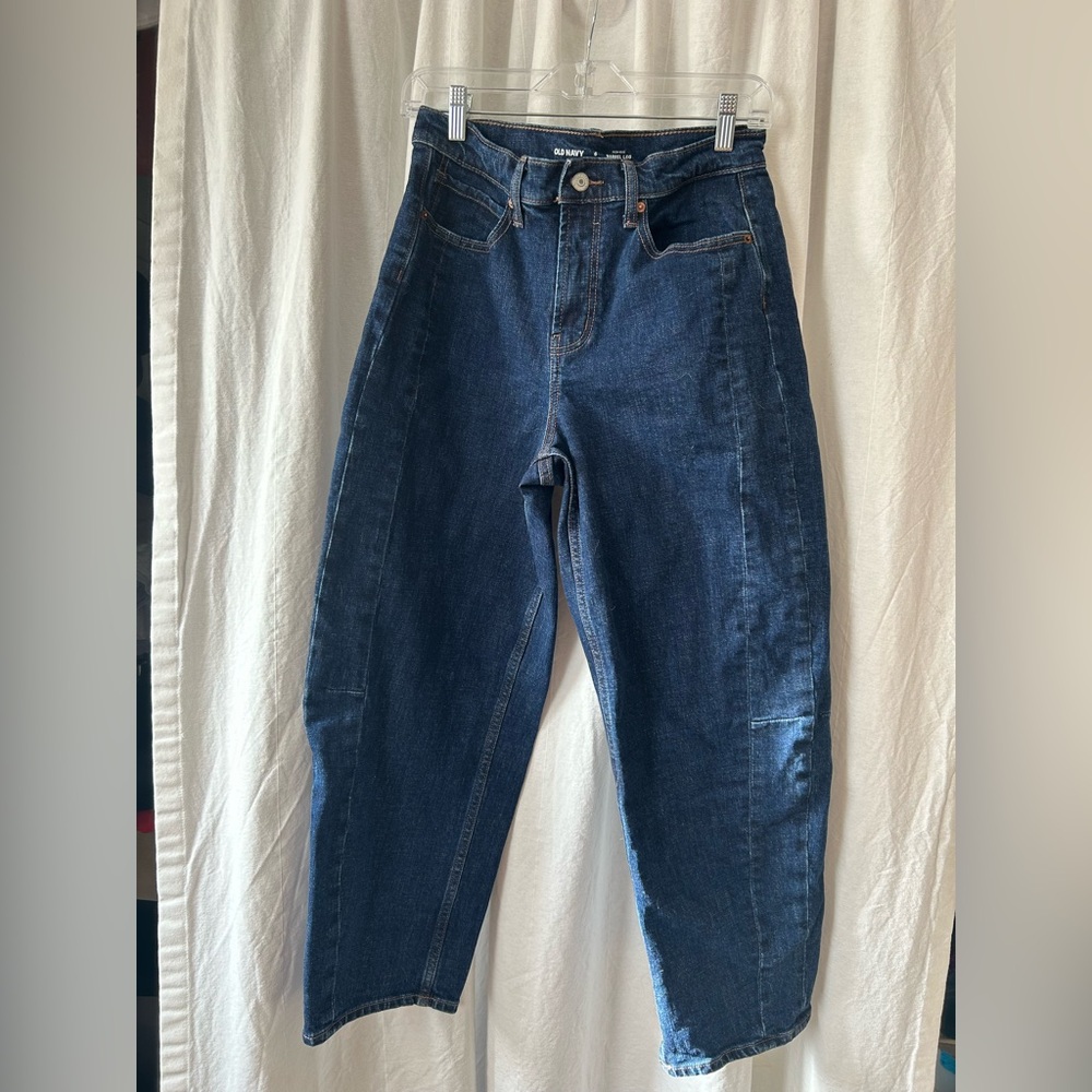 Old Navy Dark Blue High Rise Barrel Women's Jeans